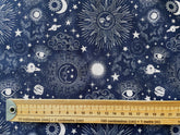 Little Johnny Zodiac Galaxy Cotton Fabric, Navy